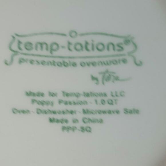 TEMP-TATIONS EUC 5 PIECE TARA POPPY PASSIONS CASSAROLE DISHES BOWLS - Picture 10 of 11
